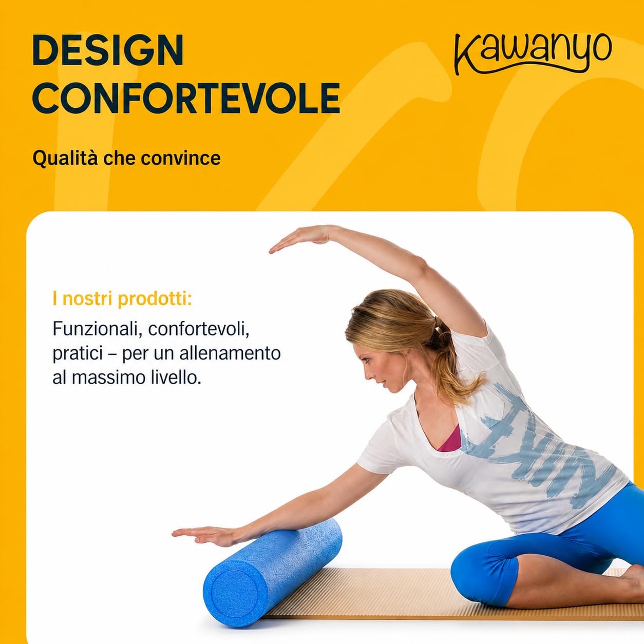 Rullo Massaggiante per Muscoli in Schiuma Foam Roller per Massaggio Muscolare, Fisioterapia, Yoga, Pilates e Fitness