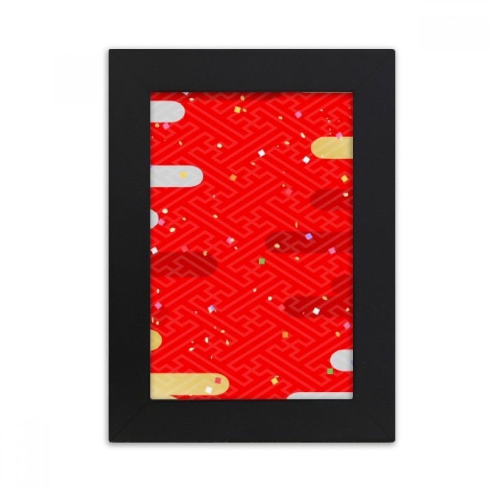 Cadre photo noir motif géométrie rouge art japonais 10x15 cm