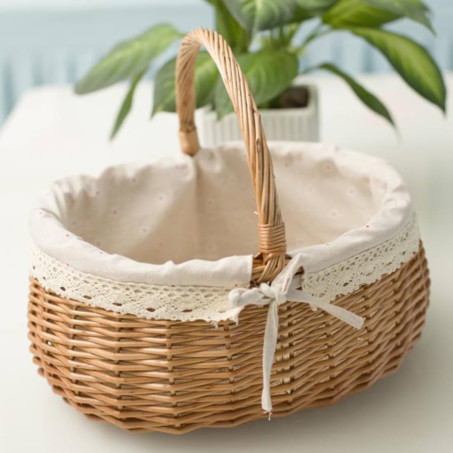 籐製かごバッグとキャンバスポーチ Amazon｜NJNEW 籐 買い物かご 25*20*20 可愛い かごバッグ