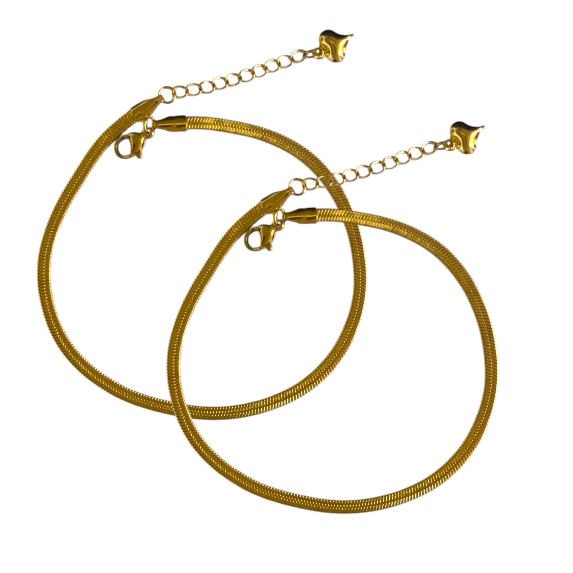 Gold Plated Stainless Steel Anti-Tarnish Waterproof Snake Chain Anklet for Girls & Women | Gifts for Women & Girls