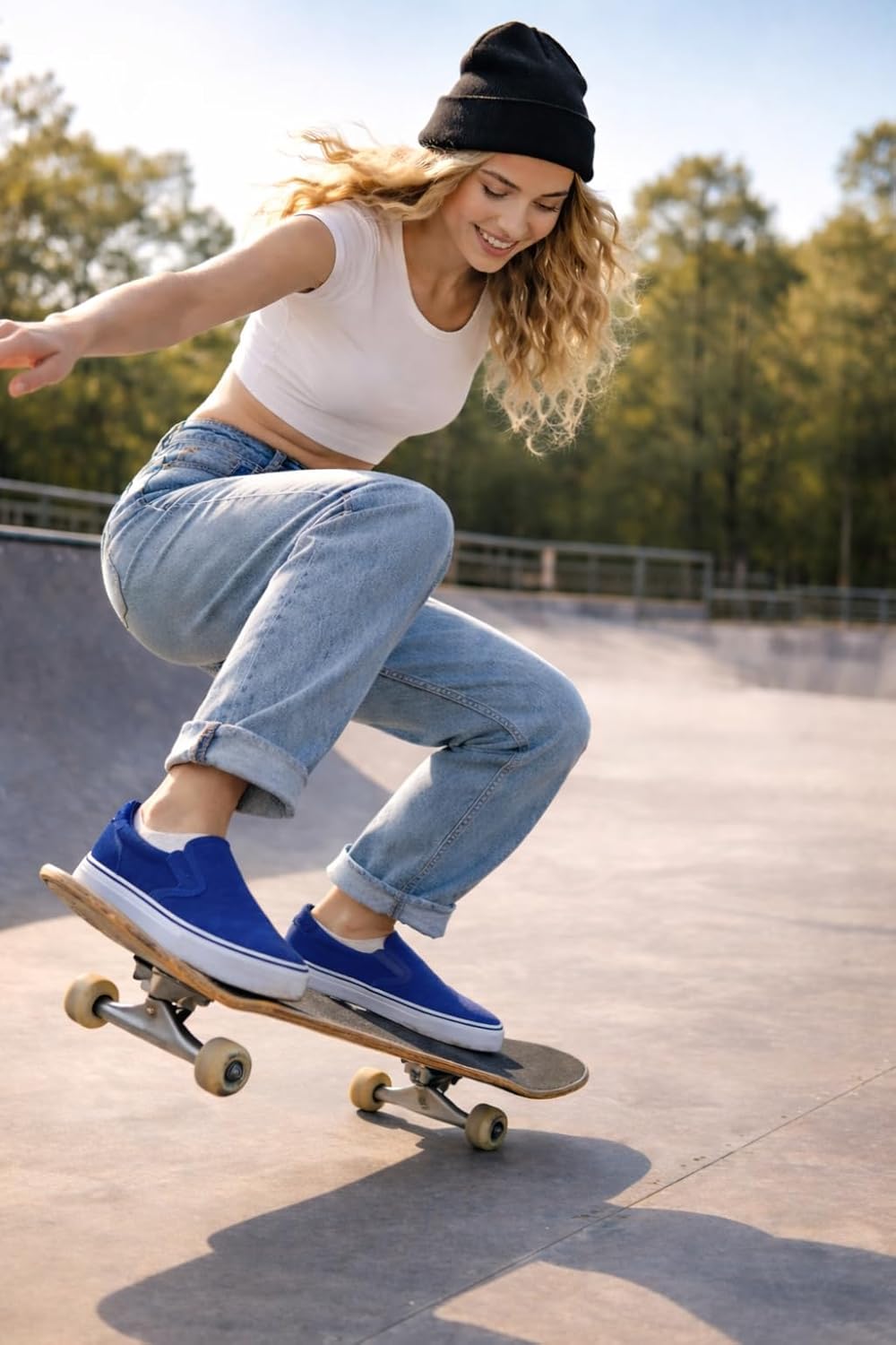 Emma Shoes Low-Top Slip Ons Women's Fashion Sneakers Casual Canvas Sneakers for Women Comfortable Flats Breathable Padded Insole Slip on Sneakers Women Low Slip on Shoes - Image 2