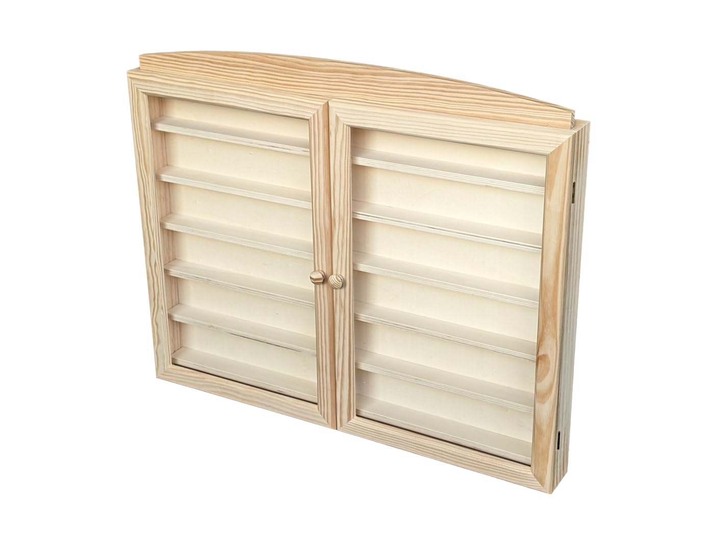 GRECA Vitrina Expositora para Colecciones. En Madera de Pino Natural. Medidas (Ancho/Fondo/Alto): 64 * 6 * 52.5 cms.