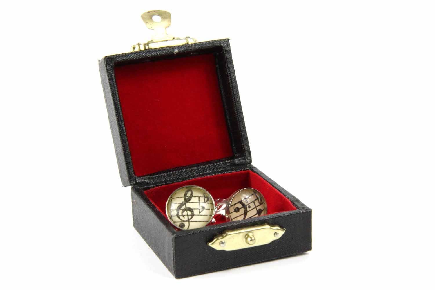 Miniblings Musica Chiave di Violino Clef Gemelli - Fatto a Mano Ho gemello Bottoni della Camicia Gemelli Mi Bella Scatola di Legno Incluso - Nota Chiave di Violino Clef
