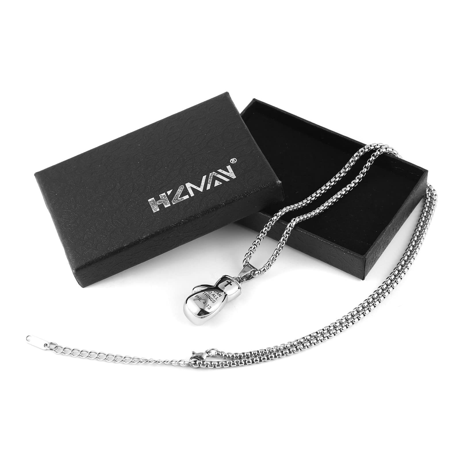 HZMAN Men Women Punk Stainless Steel Boxing Glove Chain Pendant Necklace