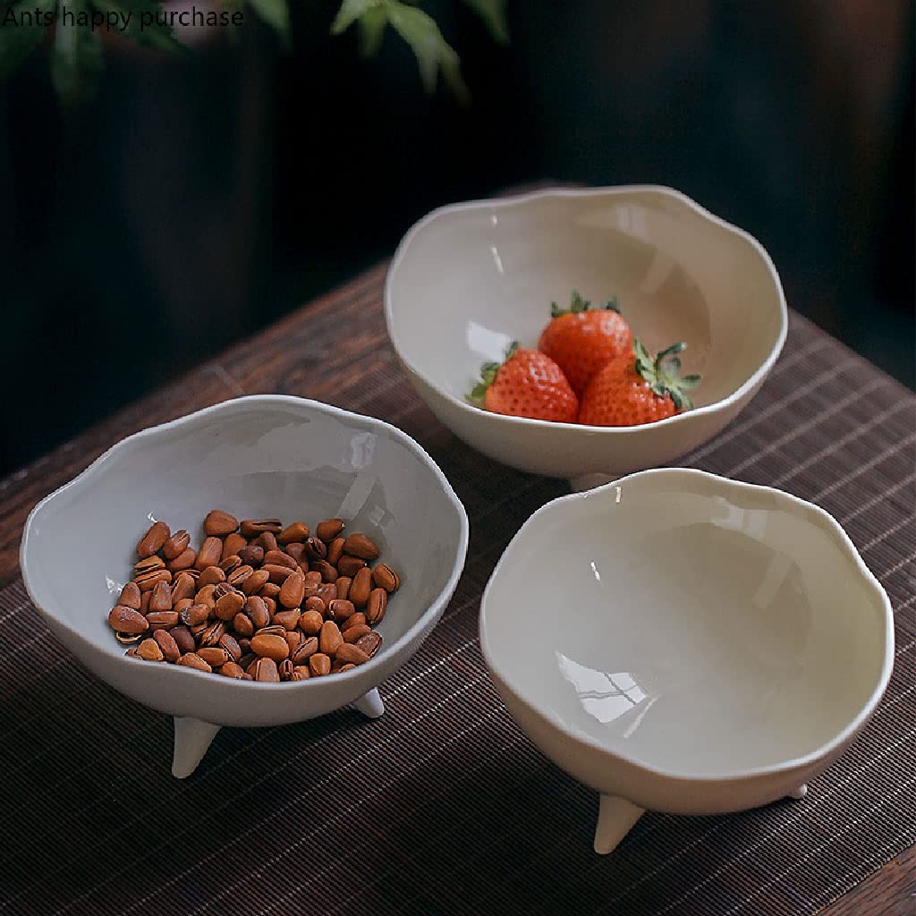 Unregelmäßiger Keramikteller, Trockenobst, Snackteller, Stelzen, Erfrischungstablett, Obsttablett, Salatschüssel, dekorativer Teller, Geschirr (weiß)