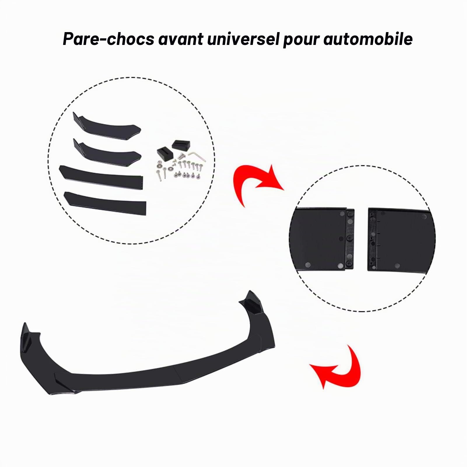 Luckxing Spoiler De Séparateur De Protection, Universel Kit De Pare-Chocs Avant De Voiture, Spoiler Séparateur De Lèvre De Pare-Chocs
