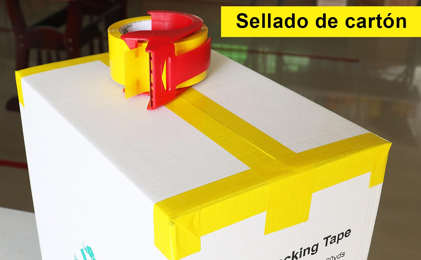 BOMEI PACK 3 Rollos 48mmx66m Amarillo Cinta Adhesiva de Embalar para Embalaje de Cajas de Cartón de Envíos y Mudanzas. Precinto para Empaquetados Resistentes