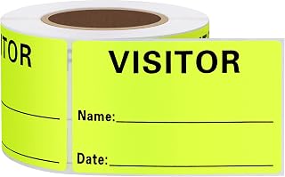 Visitor Pass Stickers Identification Labels Fluorescent Label, 300 Stickers, 2x3 inch, Fluorescent Yellow