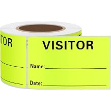 Visitor Pass Stickers Identification Labels Fluorescent Label, 300 Stickers, 2x3 inch, Fluorescent Yellow