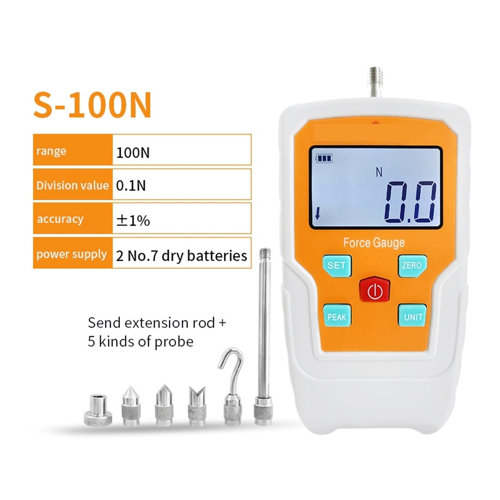 Cyfrowy miernik siły sprężyny Push Pull Gauge przenośny Tester przyrząd pomiarowy dynamometr 500N sprzęt do testowania Testowanie materiałów(100N)