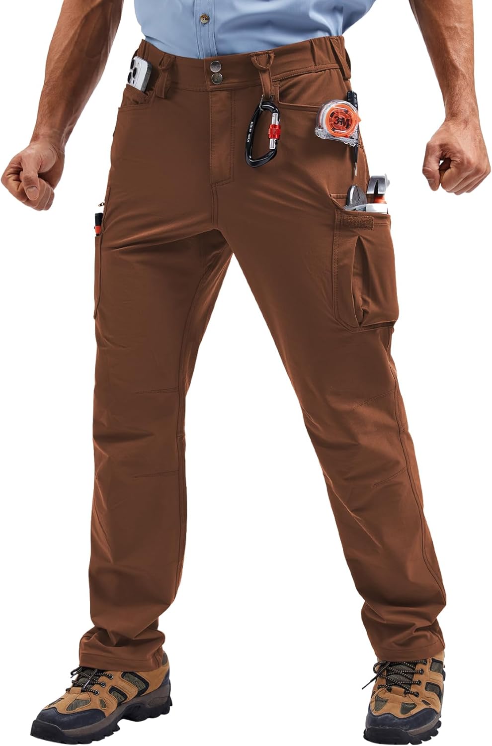 Men's Work Pants - Technical Workwear, Water Resistant, Lightweight, Multi-Pocket with 4-Way Stretch