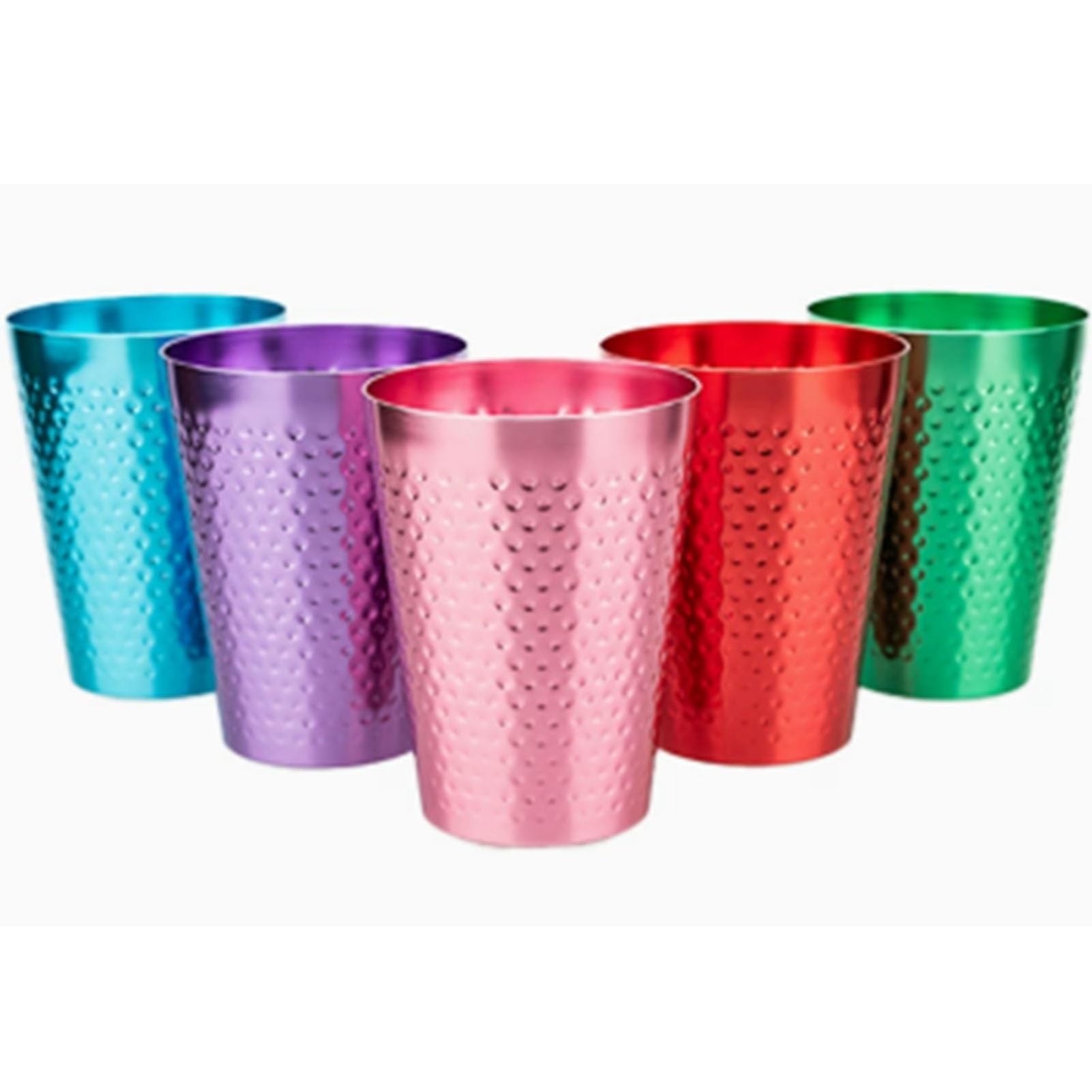 Sxhlseller Juego de 5 Vasos de Aluminio Martillado, Vasos de Metal Livianos y Reutilizables para Bebidas Frías, Diseño de Alta Conductividad Térmica de Grado Alimenticio en Cinco Colores (5PCS)