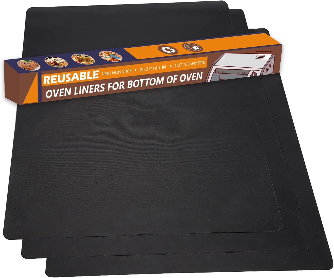 Oven Liners, 3 Pack Large Heavy Duty NonStick Oven Mat Set, BPA and