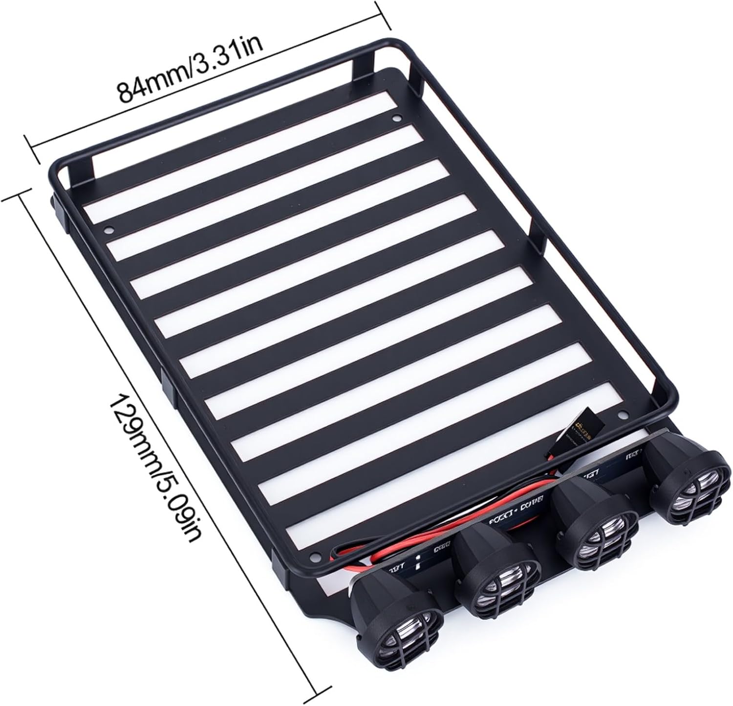 Roof Rack Luggage Carrier with LED Spotlights and Ladder Accessory for TRX4M Bronco Defender 1/18 RC Crawler Car Upgrade Parts