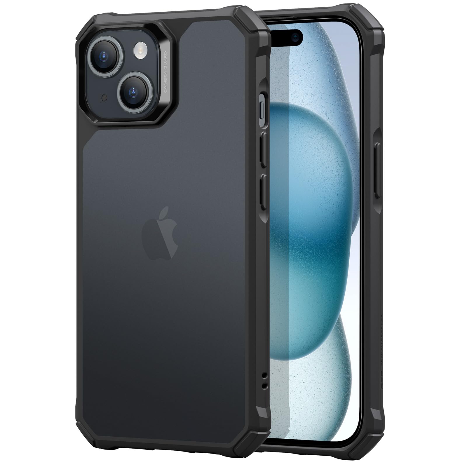 ESR for iPhone 15 Case, Military-Grade Protection with Shock-Absorbing Corners, Scratch-Resistant and Anti-Yellowing Acrylic Back, Slim Protective Phone Case, Air-Armor Series, Frosted Black