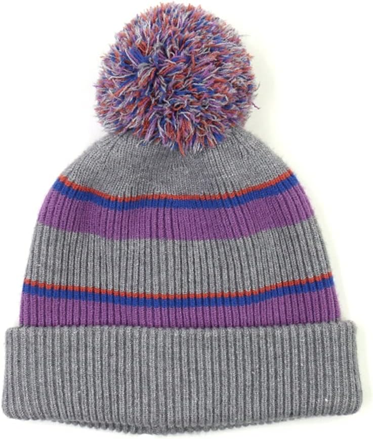 Striped Knitted Woolen hat Women Autumn and Winter Korean Wild with Ball