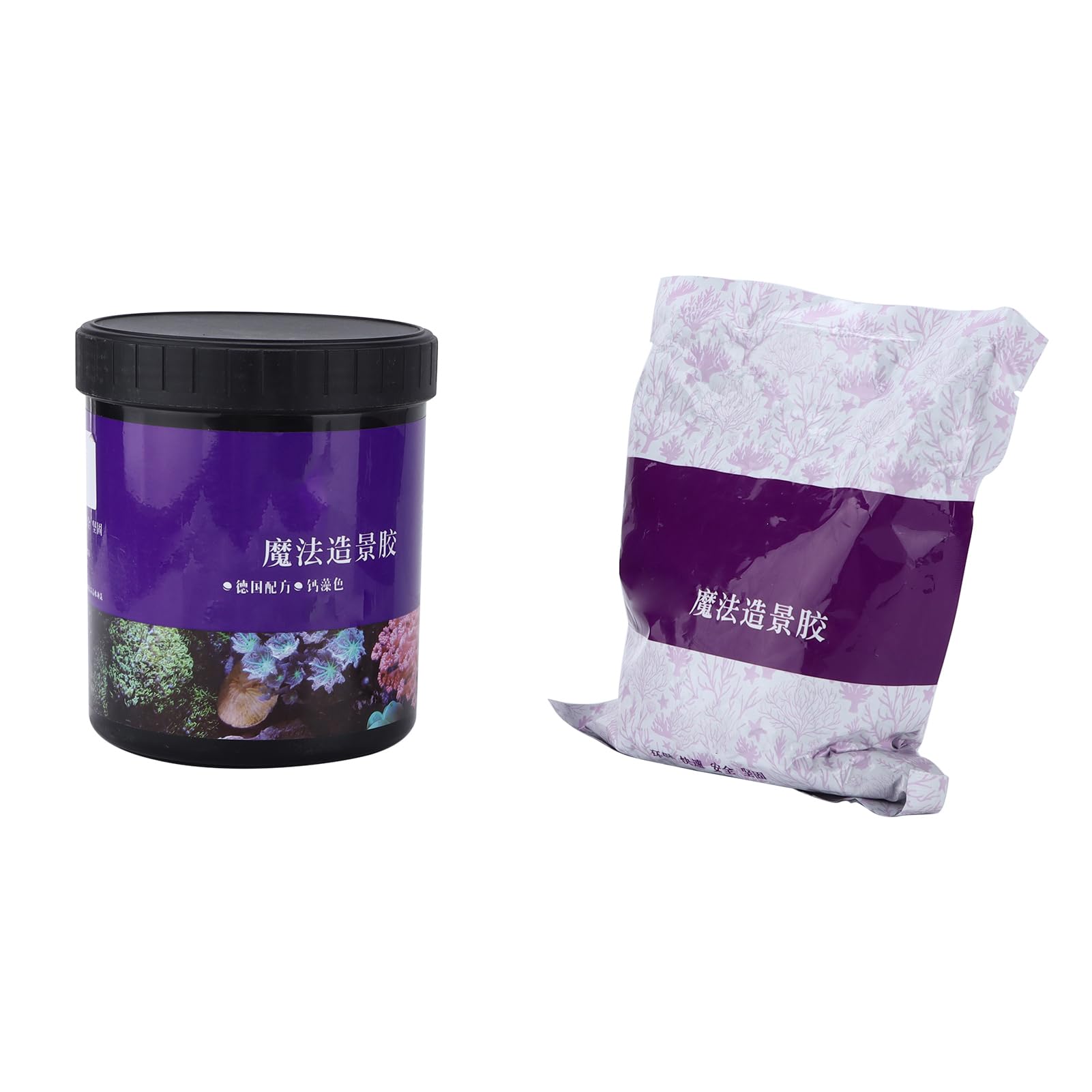 Colle de Corail pour Aquarium, 800g, Adhésif Transparent instantané pour Fournitures et Décorations D'aquarium (Couleur des algues calcaires)