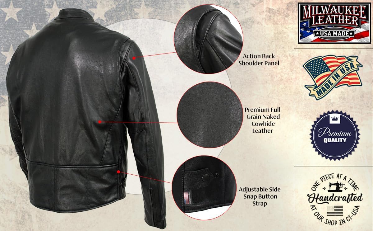 Milwaukee Leather Men's Premium Leather Motorcycle Rider Jacket - MADE IN THE USA - Image 5