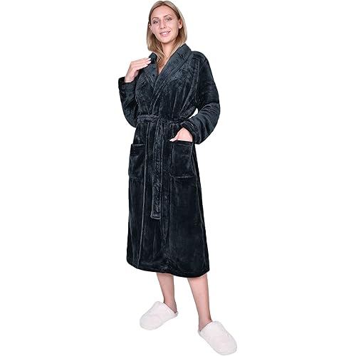 Artfasion Robes for Women with Hood Long Soft Warm Full Length Sleepwear Luxurious Plush Fleece Winter Ladies Robes