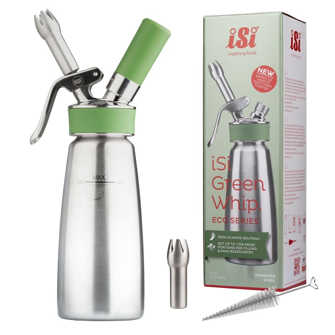 Culinary Eco Series Green Whip for Whipped Cream, Foams and Plant-Based Toppings; 1 Pint, Stainless Steel