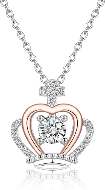 ITESSY Silver Necklaces for Women, Sterling Silver Dainty Crown Necklace Birthday Gifts for HerCubic Zirconia Romantic Necklace Jewellery Gift for Girlfriend Wife (with Gift Box)