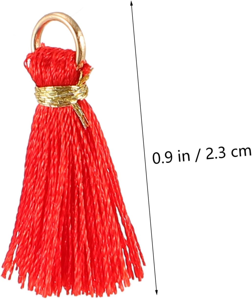 30pcs 2cm Red Tassel Pendants with Ring, DIY Craft Accessories for Clothing and Packaging, Fan Tassels for Sewing, Curtain, and Jewelry Making
