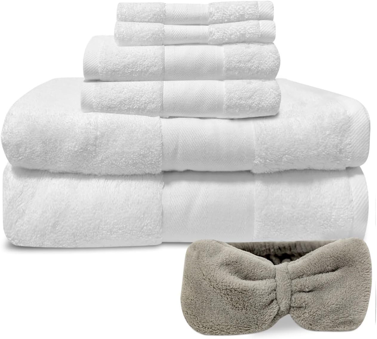100% Cotton Luxury Bath Towel Set of 6-2 Bath Towels, 2 Hand Towels, 2 Face Towels, Super Soft, Fade Resistant, Quick Dry (White) – Free Spa Skincare Headband 100% Cotton Luxury Bath Towel Set of 6-2 Bath Towels, 2 Hand Towels, 2 Face Towels, Super Soft, Fade Resistant, Quick Dry (White) – Free Spa Skincare Headband