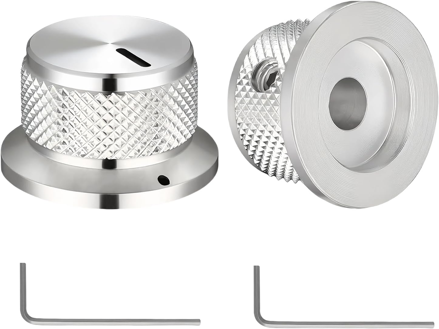 Aluminium Potentiometer Knobs 6mm - Pack of 5 Silver Guitar Knobs for Bass/Guitar/AMPS/Preamps with Set Screw and Allen Wrench