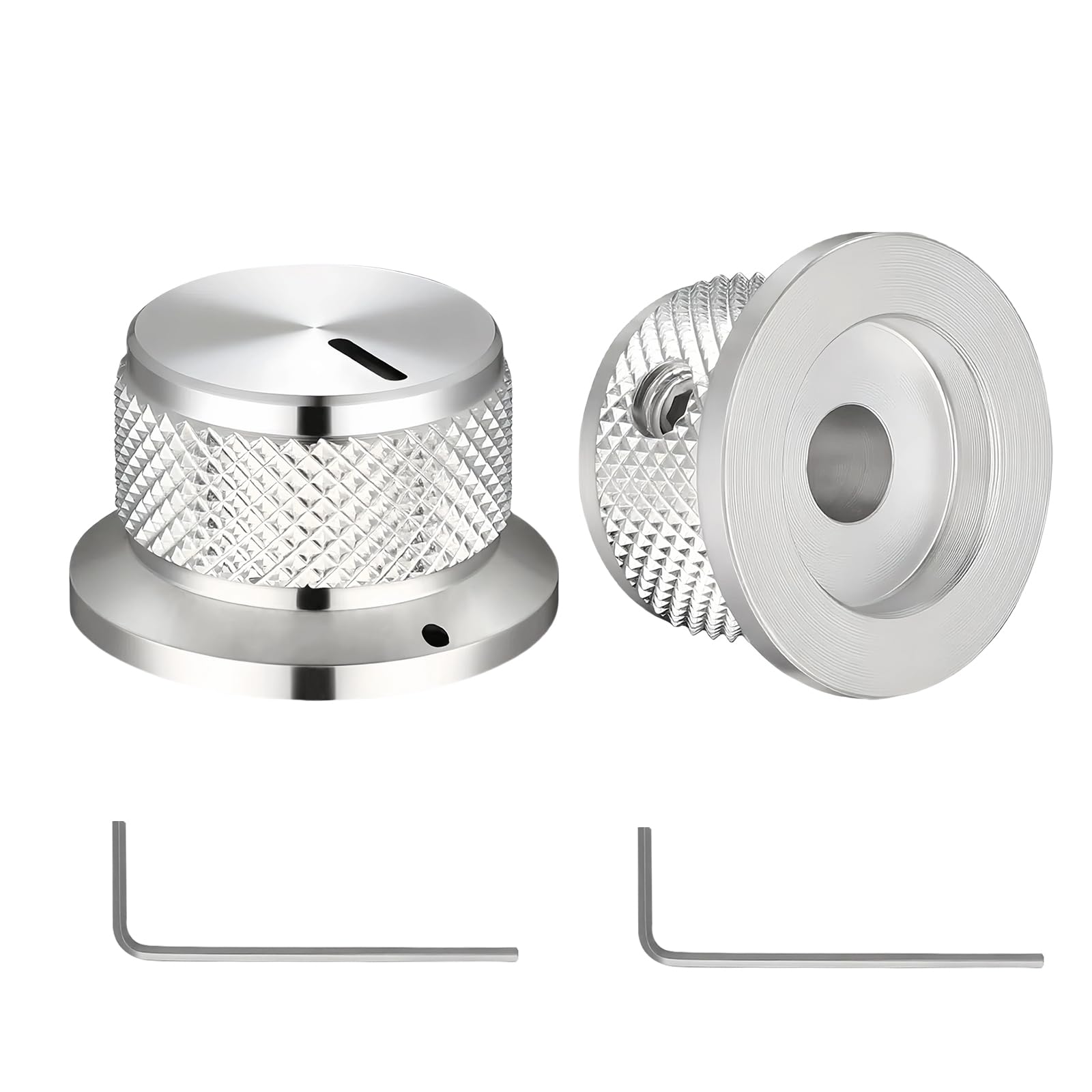 Aluminium Potentiometer Knobs 6mm - Pack of 5 Silver Guitar Knobs for Bass/Guitar/AMPS/Preamps with Set Screw and Allen Wrench