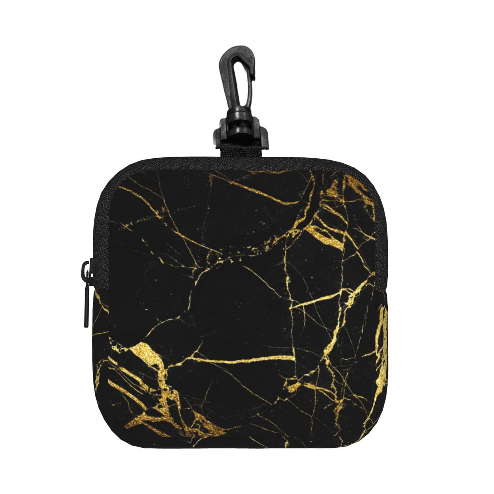 Black And Gold Background Print Square Storage Bag Travel Toiletry Cosmetic Organizer Pouch Lightweight Reusable