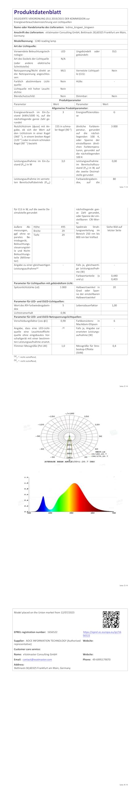ledmo lampada da Comodino da Parete 4 Luci Collo di Cigno Luce 3W 3000K Bianco Caldo