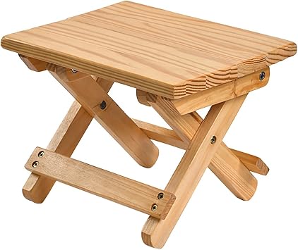 Rectangle Outdoor Small Side Table Wood Folding Side Table Natural Color for Outside Patio Farmhouse Indoor Decoration
