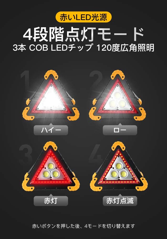 三角表示板 非常灯 緊急 作業灯 Ledライト 三角停止板型 車のトラブル Cobワークライト 停止 三角表示板 非常灯 緊急 作業灯 Ledライト 三角停止板型 車のトラブル Cobワークライト 停止