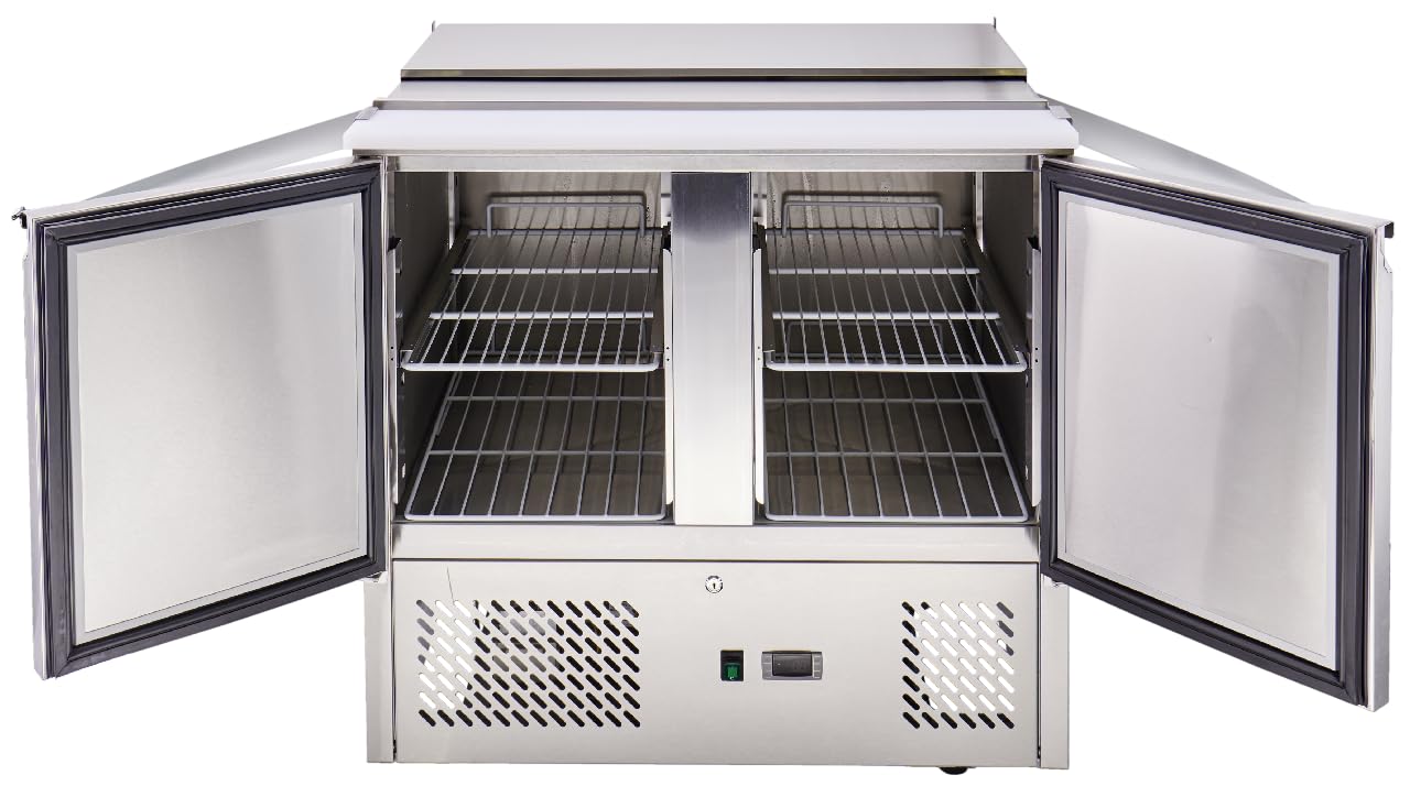 METRO Professional Mesa refrigerada Saladette GSA3600 con superficie deslizante y cajones frigoríficos, 239 L, mesa frigorífica para hosteleria