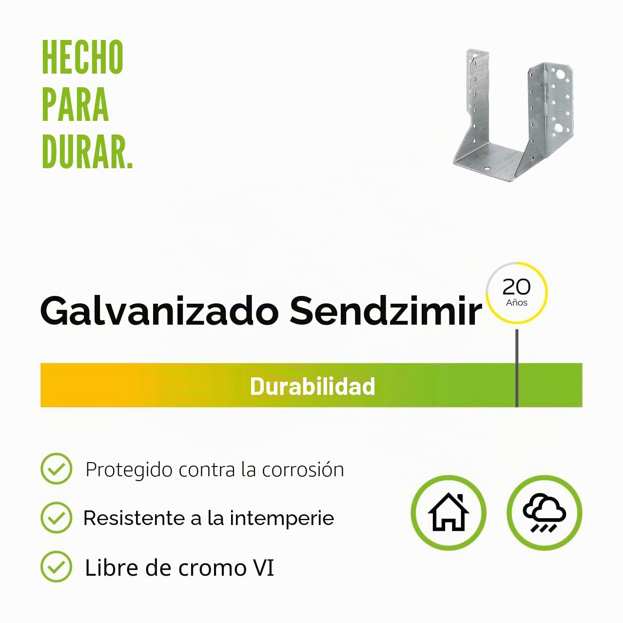 GAH-Alberts 331375 Zapata de viga tipo A - sendzimir galvanizado, 60 x 100 mm / 6 piezas