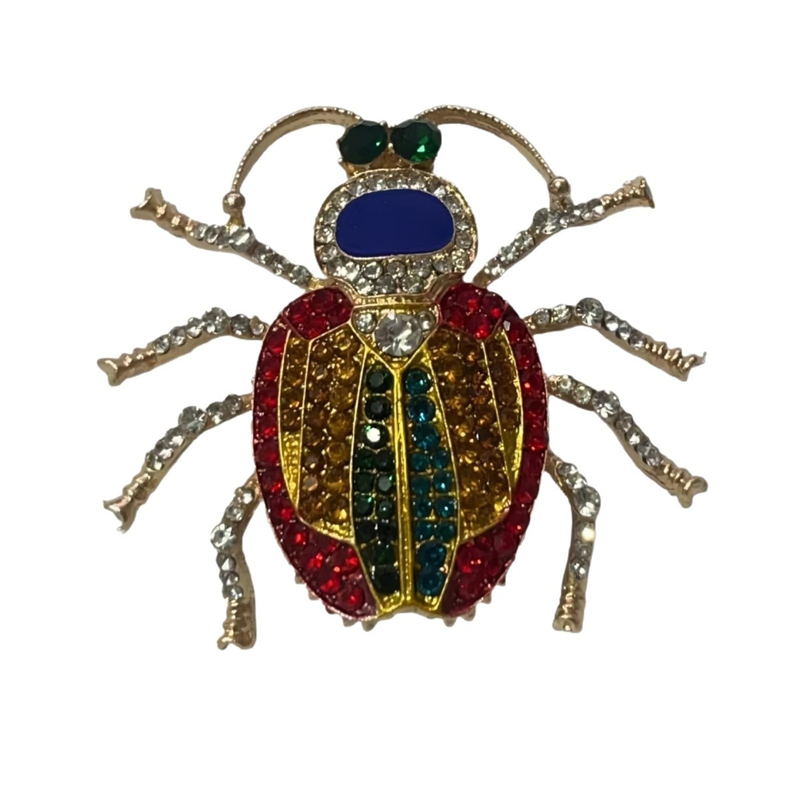 Broche de mariquita colorido retro europeo, exquisito pin de aleación con diamantes de imitación para hombres y mujeres