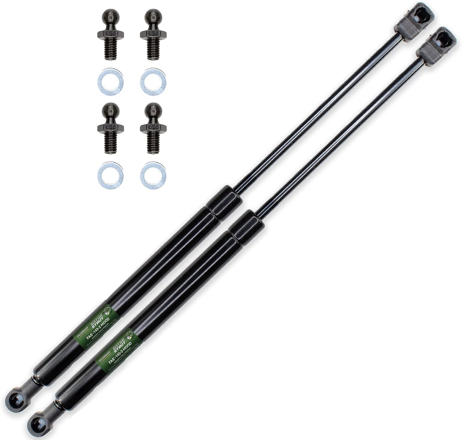 2 Hood Lift Supports, Compatible with: 1995-1999 Nissan Maxima, 1996-1999 Infiniti I30 with 4 Replacement Studs and Washers- Gas Spring by Florida Auto: FAS-143-2