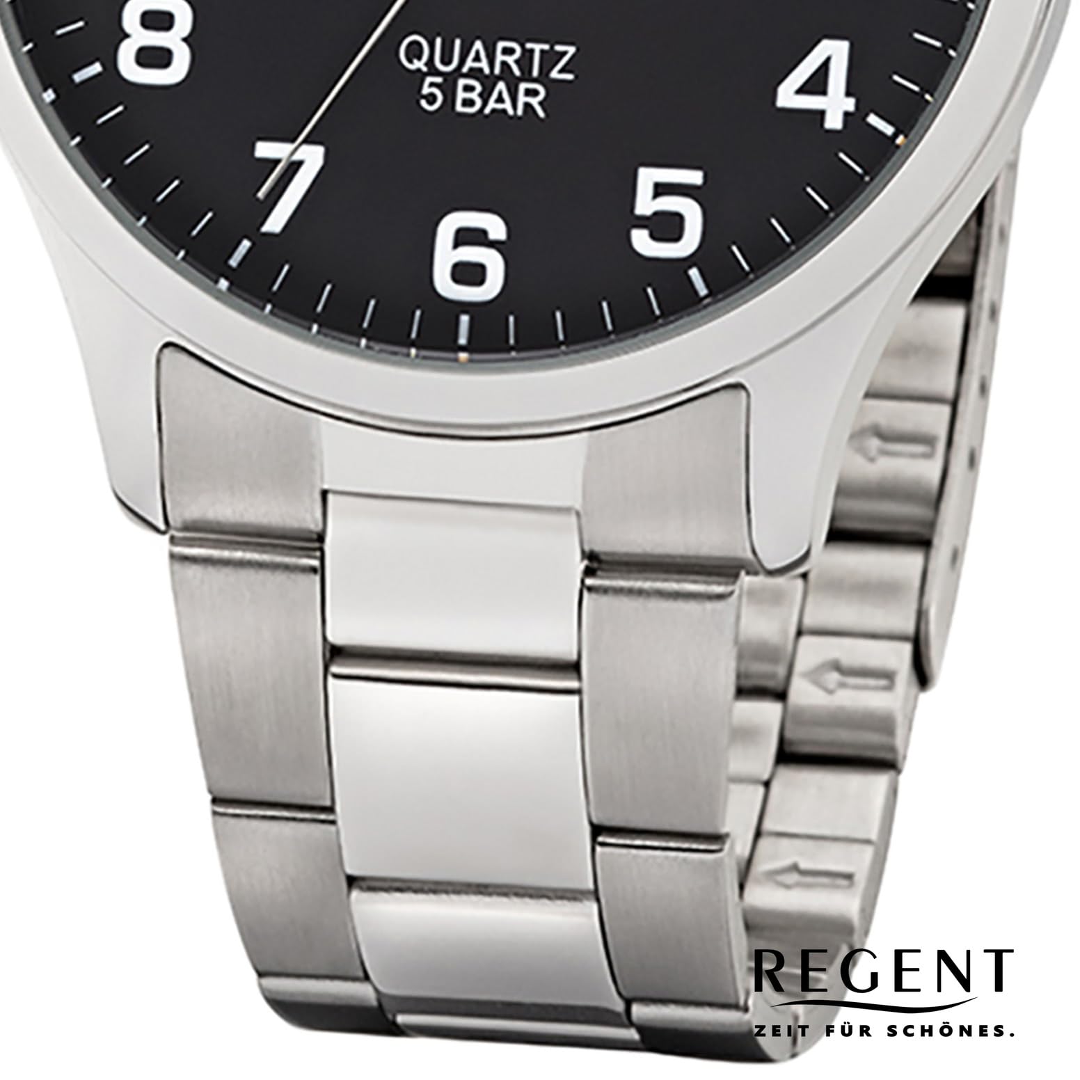 Regent Herren Armbanduhr in der Farbe Silber mit Armband aus Edelstahl, Wasserdichtigkeit: 5 bar, Gehäusedurchmesser: 39 mm, 11150697