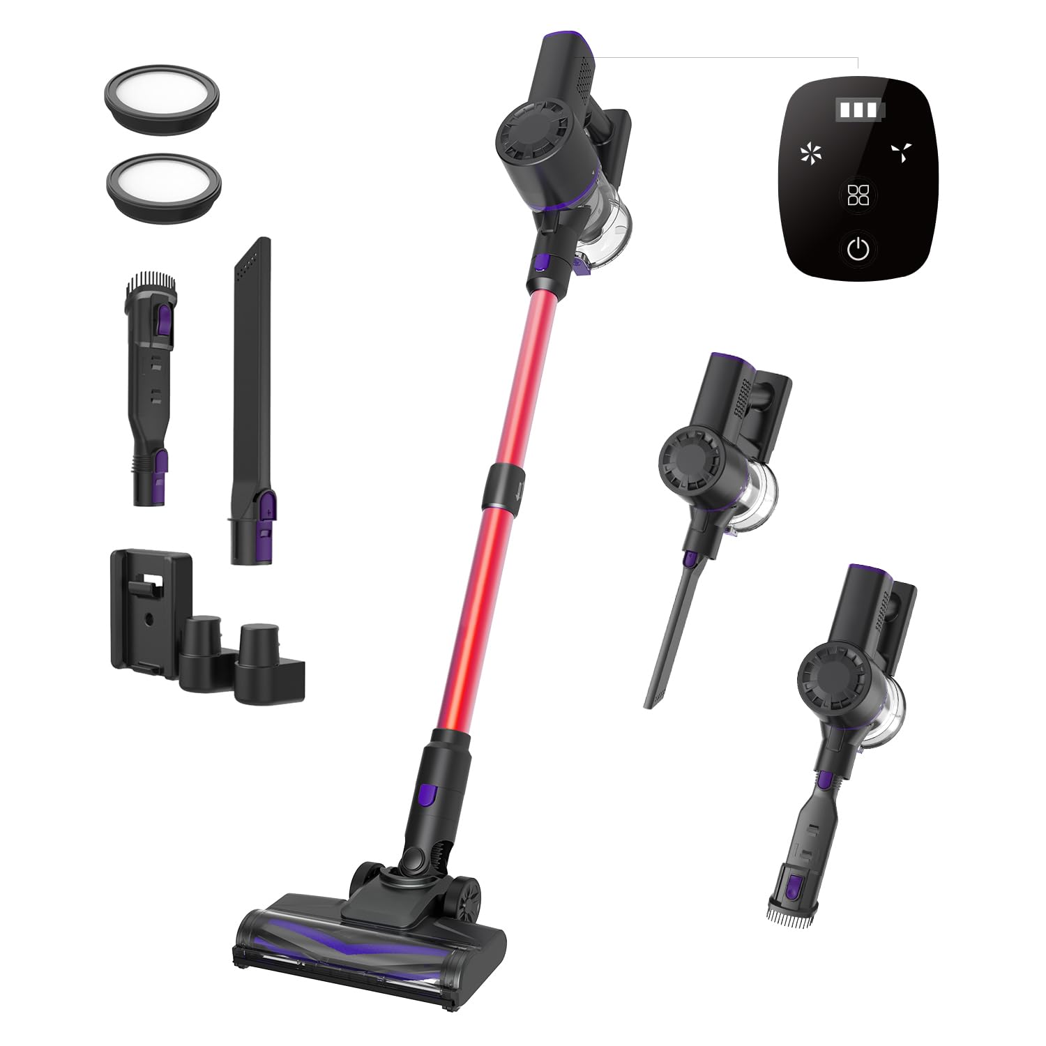 Vexilar Aspiradora sin Cable V12 58KPa/50 Min, Aspirador sin Cable Fácil Manejar, Batería Extraíble,Ligero,Multiusos Accesorios, Aspirador Escoba para Suelo/Alfombra/Pelo de Mascotas/Coche — view 12