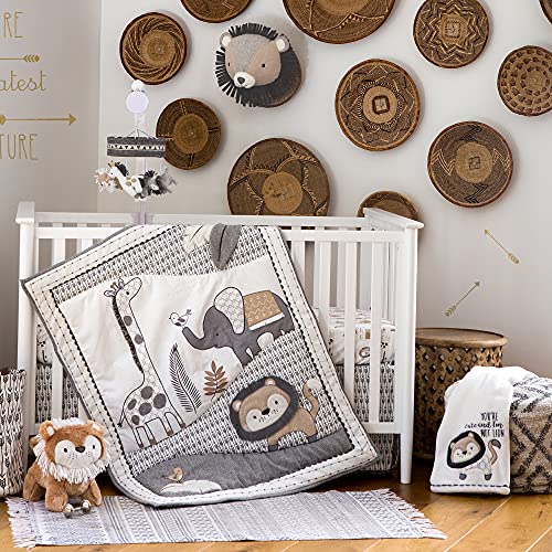 Image of Levtex Baby - Tanzania Plush Blanket - Appliqued and Embroidered Lion on Cream Plush - You're Cute and I'm Not Lion - Cream, Tan and Charcoal - Nursery Accessories - Blanket Size: 30 x 40 in.