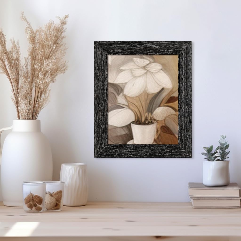 CORE ART 8x10 Picture Frame, Handmade Wood Rustic Black Photo Frame Set of 2, High Definition Semi-tempered Glass Wall or Tabletop Display