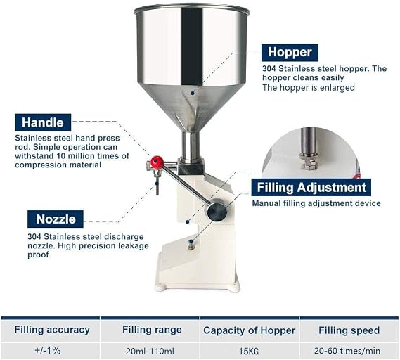 Manual Paste Liquid Filling Machine 5-50ml Bottle Filling Machine Bottle Filler A03