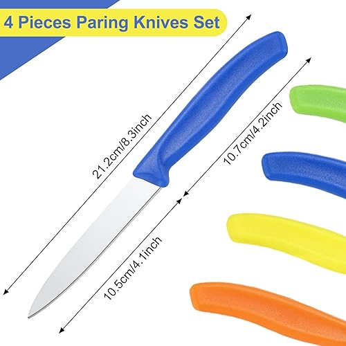 Miniatura 15 de BEWOS Juego de cuchillos de pelar de 4 piezas, cuchillos de pelar con mango ergonómico, cuchillos de pelar con triple remache de 3.5 pulgadas, acero