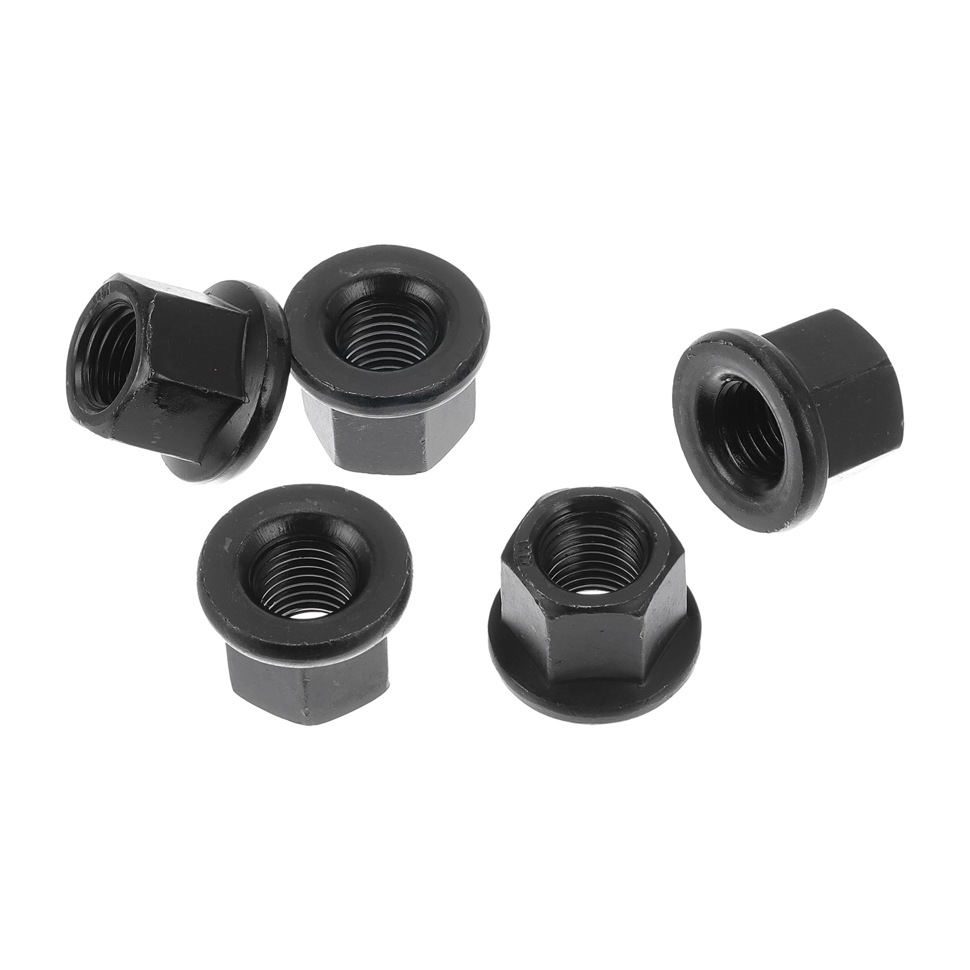 HEROFFIX 5 Pcs M16 Car Flange Nuts Carbon Steel Flat Hex Thickened Lock Flange Nuts Non-Slip Lock Flange Black for Car Motorcycle