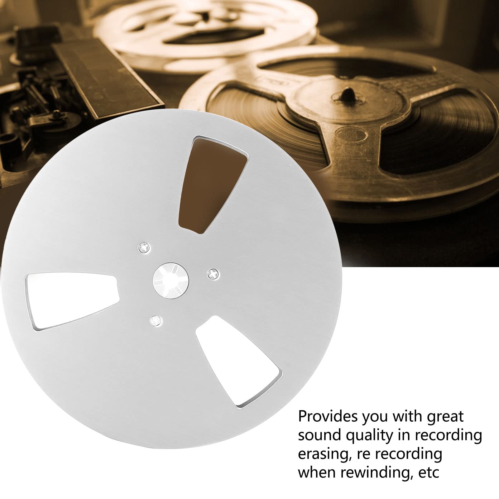 1/4 7 Zoll Leere Tonbandspule für TEACs Roar Reel-to-Reel-Tonbandspieler, Aluminiumlegierung, 3-Loch-Öffnungsmaschine, Teilöffner, Leere Platte, Universelles Ersatz-Tonband mit (Silber)