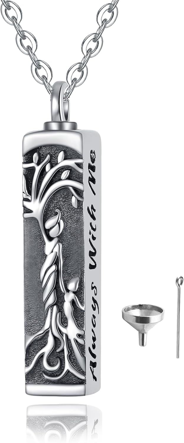 Fryneauy Tree of Life Flower Cremation Ashes Urn Pendant Necklace for Women Sterling Silver US3