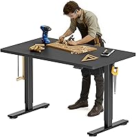 FlexiSpot Electric Height Adjustable Workbench 48x30" - Ergonomic Standing Desk for Garage Workshop Sewing Crafts Black