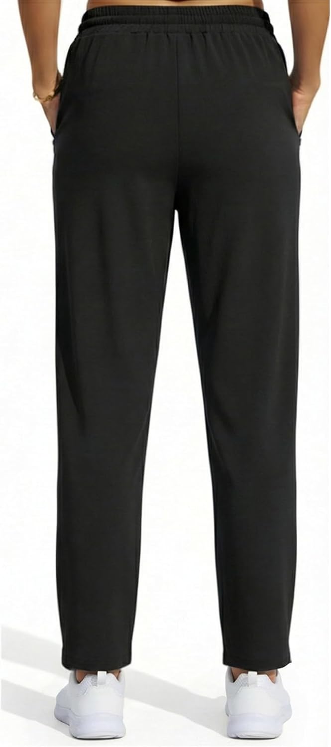 Women's Jogging Pants Straight Leg Sweatpants with Zipper Pockets High Waisted Drawstring Cozy Casual Pants - Image 2