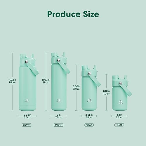 Miniatura 14 de ENCOOL Botella de agua aislada con popote, de acero inoxidable, a prueba de fugas, sin BPA, al vacío de doble pared que se mantiene fría durante 24