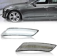 Vista 10 de Luces de Marcador Lateral LED Ámbar ATS/XT5 para Cadillac XT5 2017-2024, Cadillac ATS 2013-2014, Faros Delanteros de Lente Ahumada Chevy Blazer